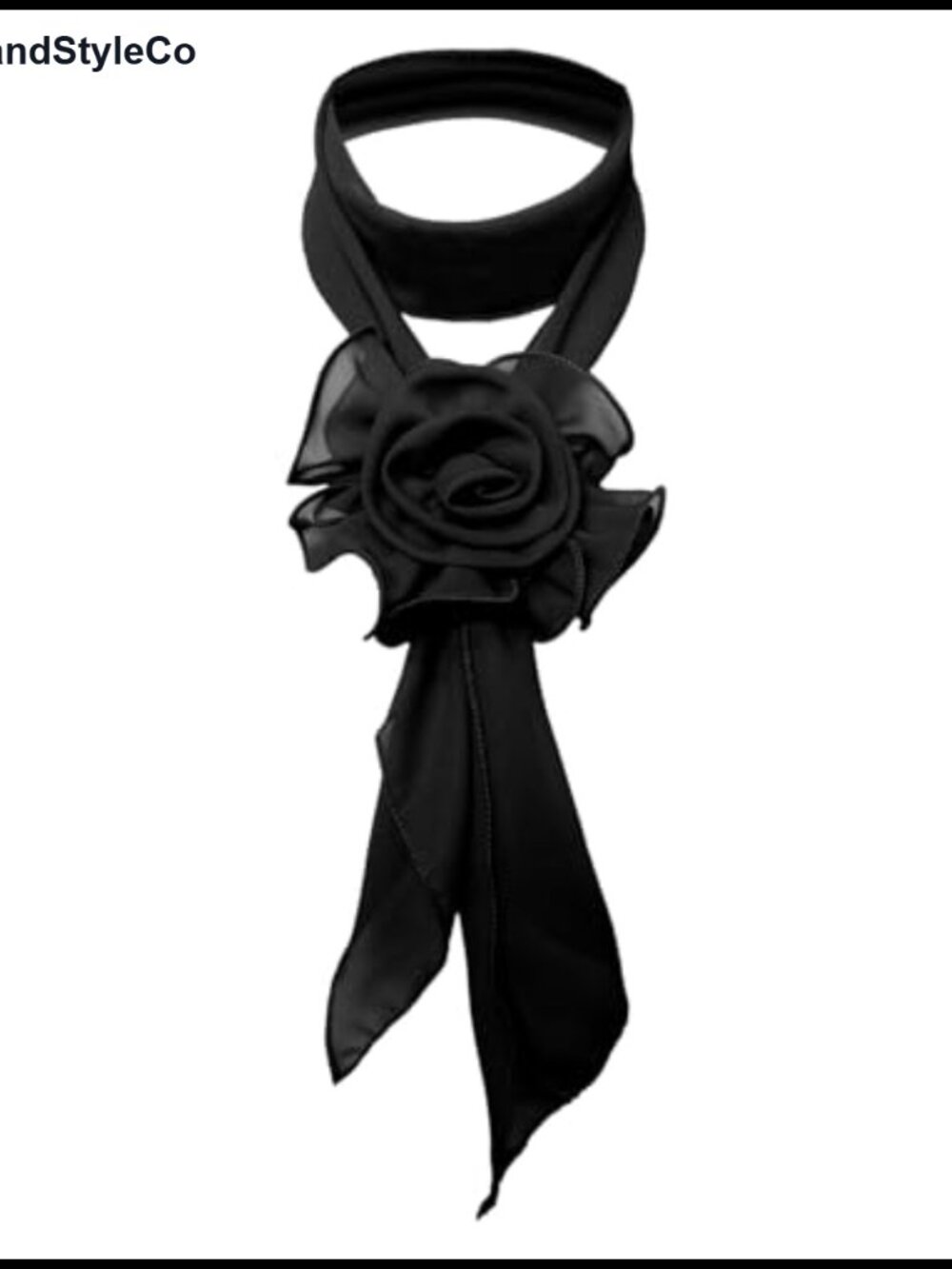 Skinny Floral Neck Scarf with Detachable Rose Clip Lightweight Sheer
